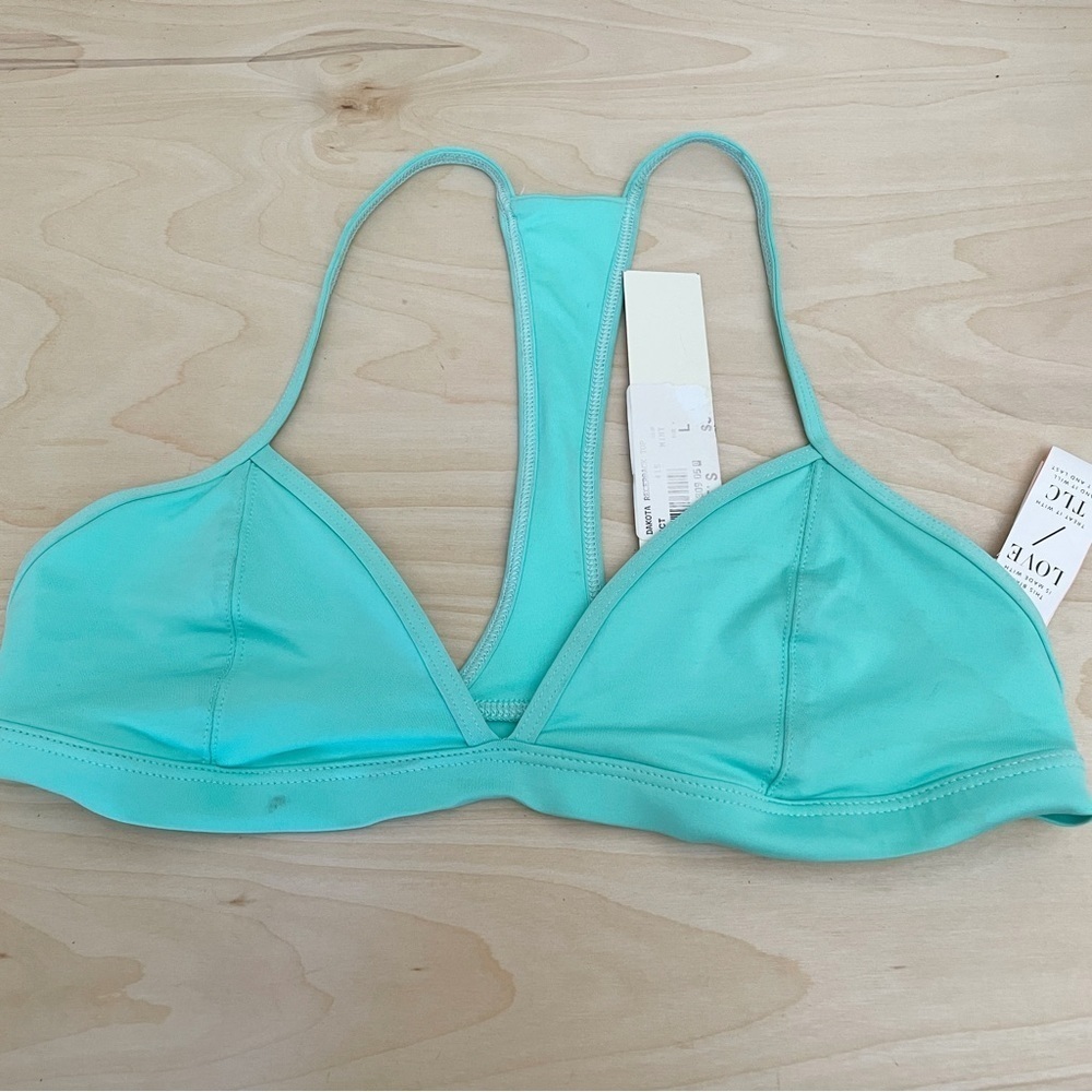 NWT Vitamin A Dakota Racerback Bikini Top aqua blue Sz L